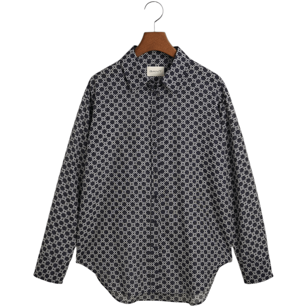 Gant Relaxed Fit Geometric Cotton Silk Shirt